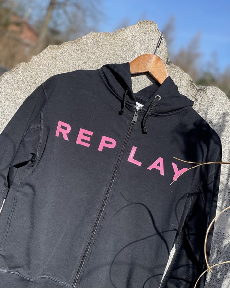 Mikina dětská Replay s růžovým nápisem